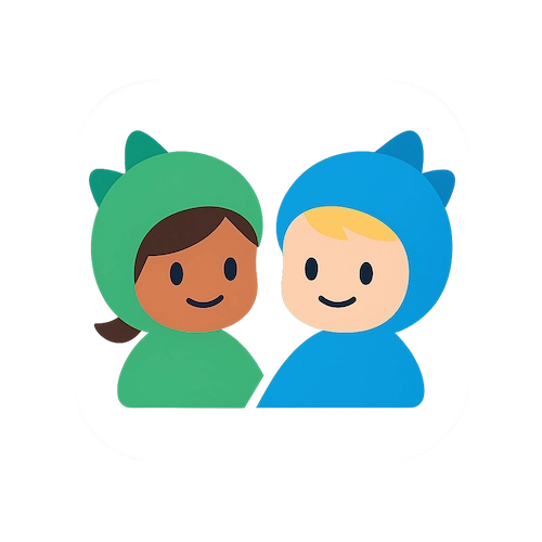 Dinositter mascots - boy and girl in dinosaur costumes